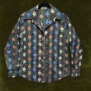 True Vintage 1970s Floral Disco Blouse // Modern M